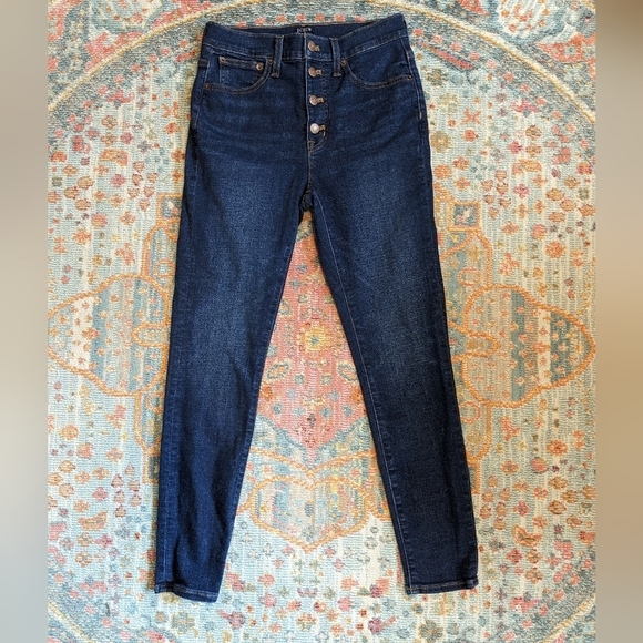 J. Crew 10" High Rise Skinny Button Fly Dark Wash Jean Size 27 - Picture 2 of 11